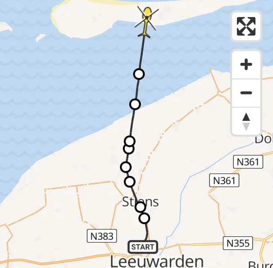 Vlucht Ambulancehelikopter PH-HOW van Vliegbasis Leeuwarden naar Nes op vrijdag 28 juni 2024 22:12