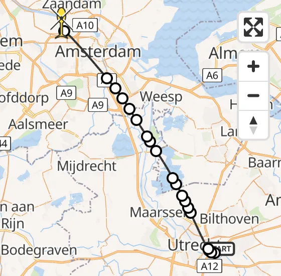 Vlucht Traumahelikopter PH-DOC van Universitair Medisch Centrum Utrecht naar Amsterdam Heliport op zaterdag 29 juni 2024 0:23