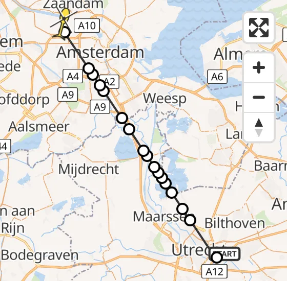 Vlucht Traumahelikopter PH-DOC van Universitair Medisch Centrum Utrecht naar Amsterdam Heliport op zaterdag 29 juni 2024 2:45