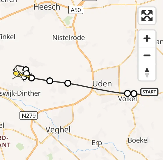 Vlucht Traumahelikopter PH-HVB van Vliegbasis Volkel naar Heeswijk-Dinther op zaterdag 29 juni 2024 4:29