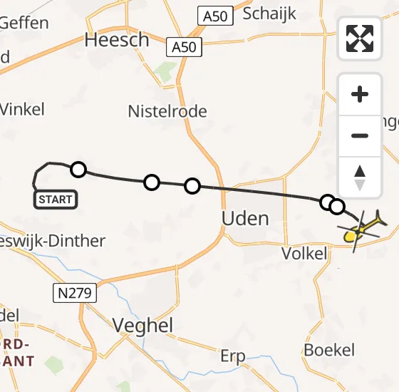 Vlucht Traumahelikopter PH-HVB van Heeswijk-Dinther naar Vliegbasis Volkel op zaterdag 29 juni 2024 4:51