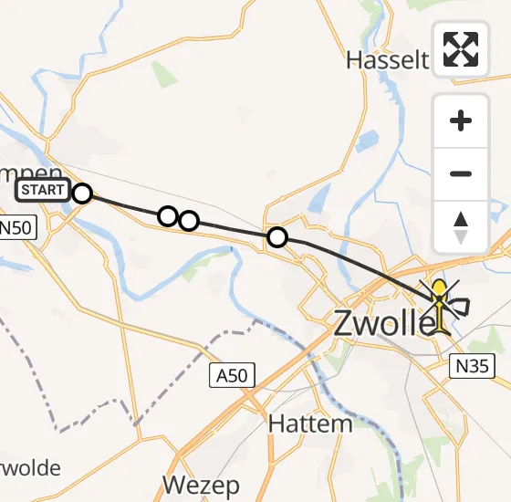 Vlucht Traumahelikopter PH-MAA van Kampen naar Zwolle op zaterdag 29 juni 2024 5:53