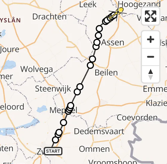 Vlucht Traumahelikopter PH-MAA van Zwolle naar Groningen Airport Eelde op zaterdag 29 juni 2024 6:45