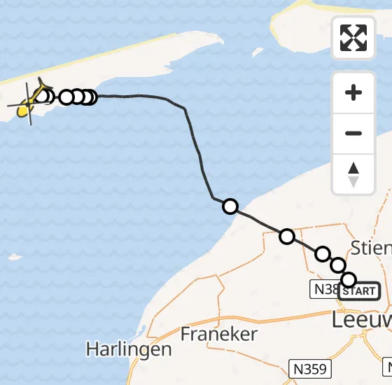Vlucht Ambulancehelikopter PH-HOW van Vliegbasis Leeuwarden naar Midsland op zaterdag 29 juni 2024 7:40
