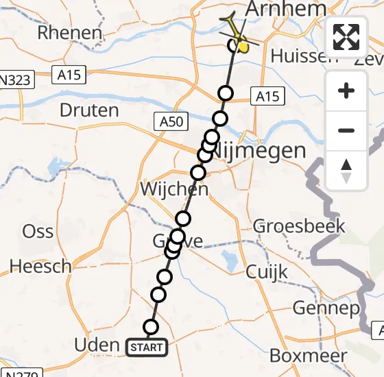 Vlucht Traumahelikopter PH-HVB van Vliegbasis Volkel naar Arnhem op zaterdag 29 juni 2024 8:21