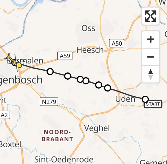 Vlucht Traumahelikopter PH-HVB van Vliegbasis Volkel naar 's-Hertogenbosch op zaterdag 29 juni 2024 9:56