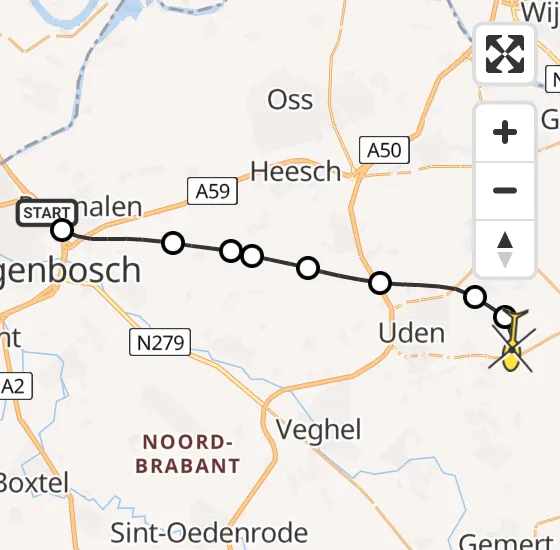 Vlucht Traumahelikopter PH-HVB van 's-Hertogenbosch naar Vliegbasis Volkel op zaterdag 29 juni 2024 10:21