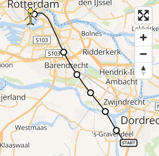 Vlucht Traumahelikopter PH-UMC van Dordrecht naar Erasmus MC op zaterdag 29 juni 2024 10:32