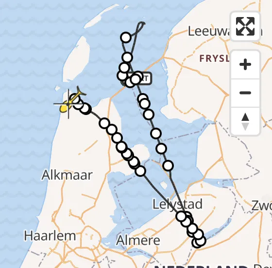 Vlucht Kustwachthelikopter PH-SAR van Breezanddijk naar Vliegveld De Kooy op zaterdag 29 juni 2024 10:44