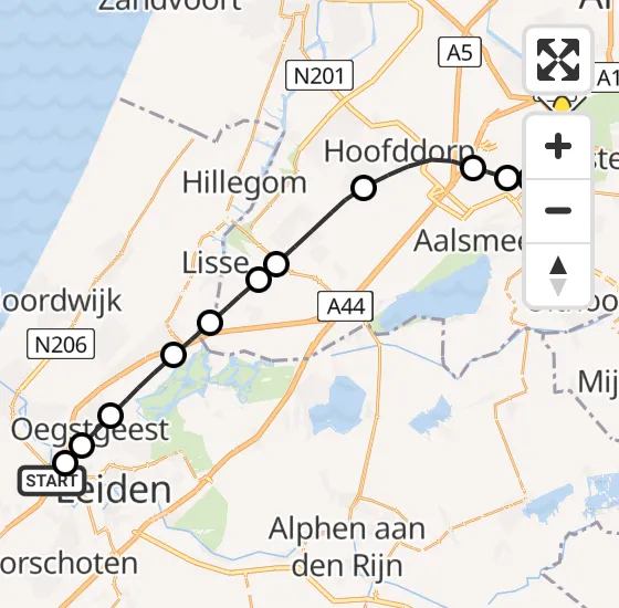 Vlucht Politiehelikopter PH-PXX van Oegstgeest naar Schiphol op zaterdag 29 juni 2024 13:21