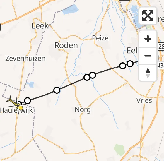 Vlucht Traumahelikopter PH-MAA van Groningen Airport Eelde naar Haulerwijk op zaterdag 29 juni 2024 15:09