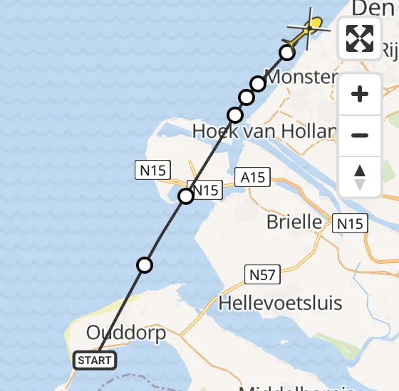 Vlucht Kustwachthelikopter PH-NCG van Ouddorp naar Monster op zaterdag 29 juni 2024 16:45