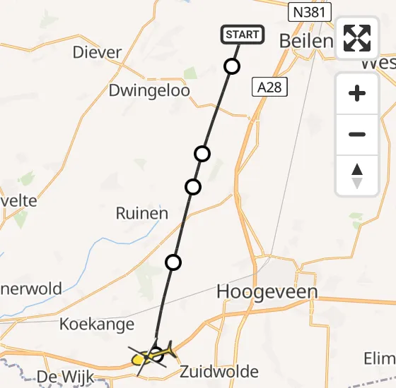 Vlucht Traumahelikopter PH-MAA van Beilen naar Veeningen op zaterdag 29 juni 2024 18:09