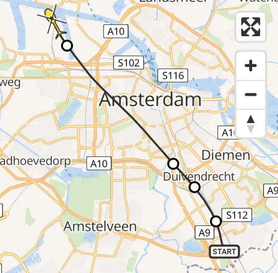Vlucht Traumahelikopter PH-DOC van Academisch Medisch Centrum (AMC) naar Amsterdam Heliport op zaterdag 29 juni 2024 19:14