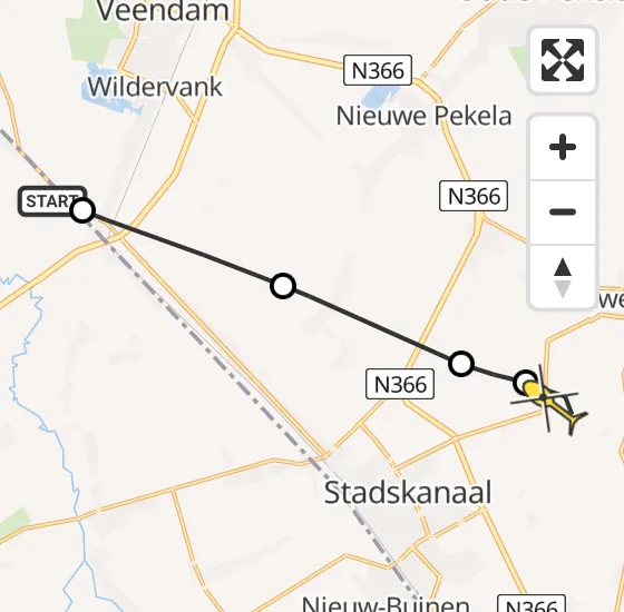 Vlucht Traumahelikopter PH-MAA van Eexterveenschekanaal naar Onstwedde op zaterdag 29 juni 2024 20:08