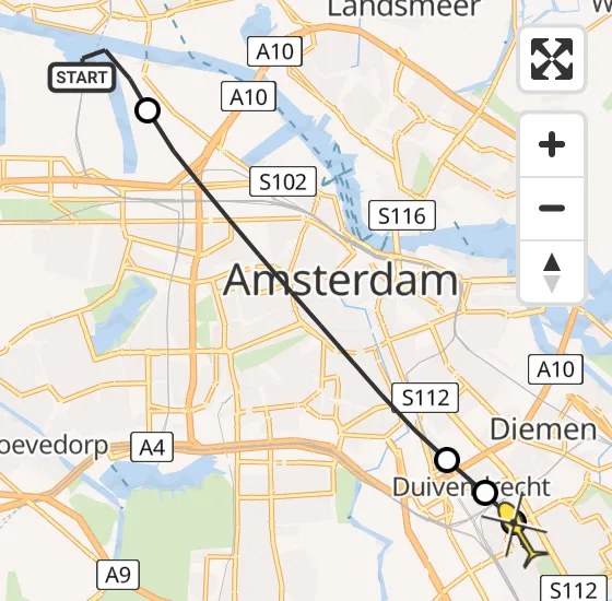 Vlucht Traumahelikopter PH-DOC van Amsterdam Heliport naar Amsterdam op zaterdag 29 juni 2024 20:44