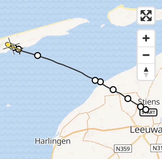 Vlucht Ambulancehelikopter PH-HOW van Vliegbasis Leeuwarden naar Baaiduinen op zaterdag 29 juni 2024 20:45