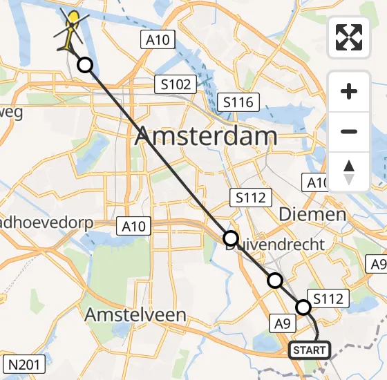 Vlucht Traumahelikopter PH-DOC van Academisch Medisch Centrum (AMC) naar Amsterdam Heliport op zaterdag 29 juni 2024 21:27