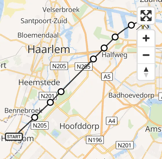 Vlucht Traumahelikopter PH-DOC van Hillegom naar Amsterdam Heliport op zaterdag 29 juni 2024 23:34