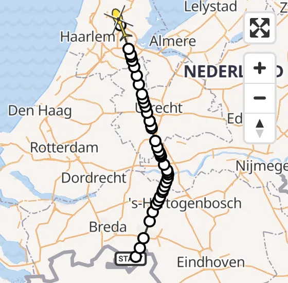 Vlucht Traumahelikopter PH-DOC van Baarle-Nassau naar Oostzaan op zondag 30 juni 2024 0:34