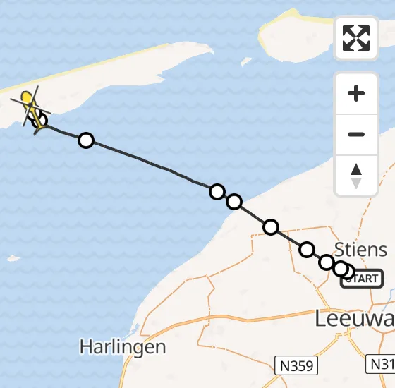 Vlucht Ambulancehelikopter PH-HOW van Vliegbasis Leeuwarden naar Midsland op zondag 30 juni 2024 5:44