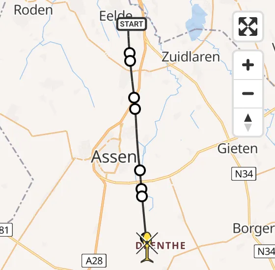 Vlucht Traumahelikopter PH-MAA van Groningen Airport Eelde naar Zwiggelte op zondag 30 juni 2024 11:08