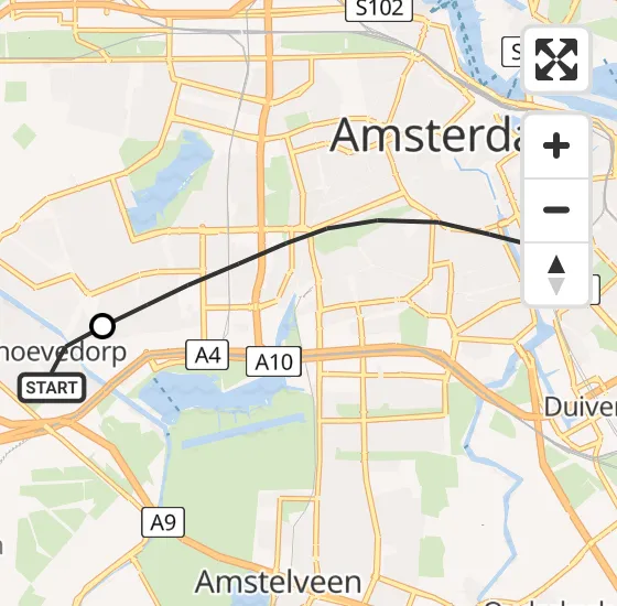 Vlucht Traumahelikopter PH-DOC van Badhoevedorp naar Amsterdam op zondag 30 juni 2024 12:18