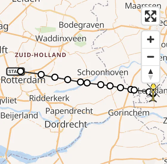 Vlucht Traumahelikopter PH-UMC van Rotterdam The Hague Airport naar Leerdam op zondag 30 juni 2024 15:07
