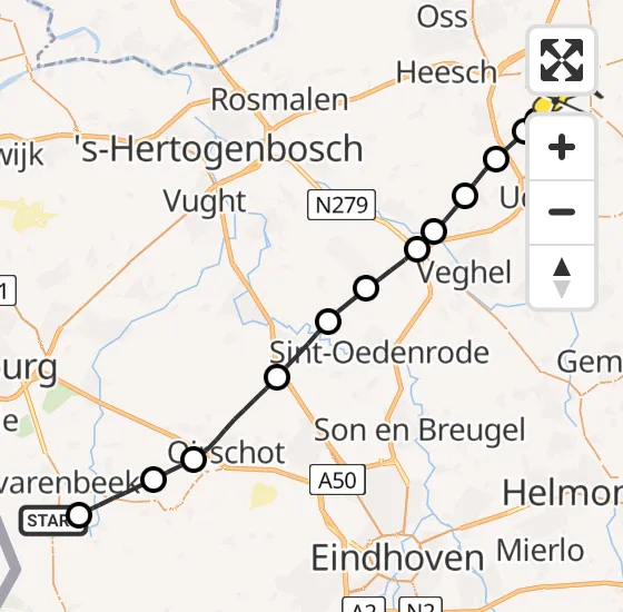 Vlucht Traumahelikopter PH-HVB van Esbeek naar Schaijk op zondag 30 juni 2024 16:19