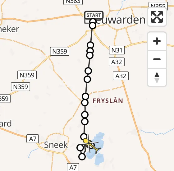 Vlucht Ambulancehelikopter PH-HOW van Leeuwarden naar Goingarijp op zondag 30 juni 2024 16:23