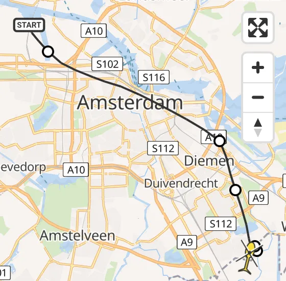 Vlucht Traumahelikopter PH-DOC van Amsterdam Heliport naar Amsterdam op zondag 30 juni 2024 18:04