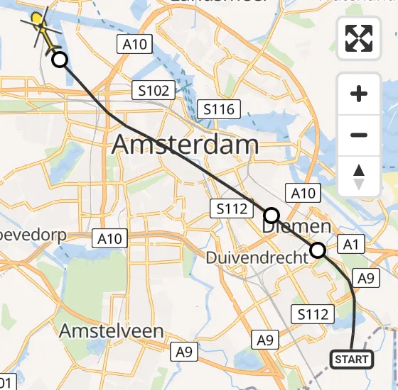 Vlucht Traumahelikopter PH-DOC van Amsterdam naar Amsterdam Heliport op zondag 30 juni 2024 18:21