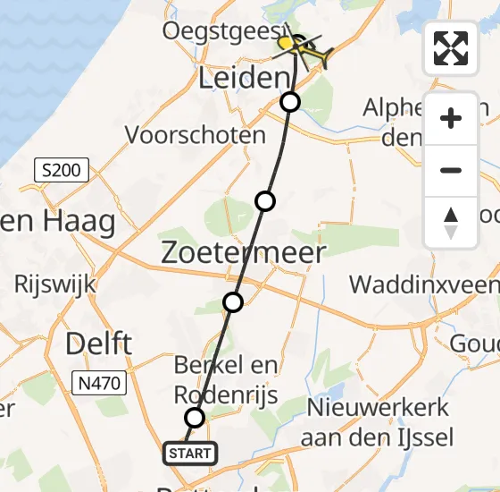Vlucht Traumahelikopter PH-UMC van Rotterdam The Hague Airport naar Oud Ade op zondag 30 juni 2024 23:05