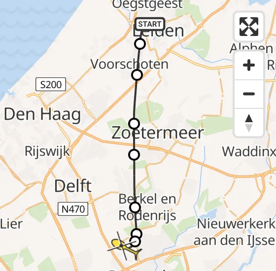 Vlucht Traumahelikopter PH-UMC van Leiden naar Rotterdam The Hague Airport op maandag 1 juli 2024 0:08