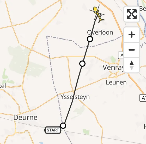 Vlucht Politiehelikopter PH-PXD van Deurne naar Overloon op maandag 1 juli 2024 17:10