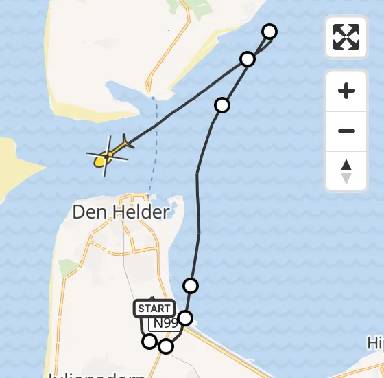 Vlucht Kustwachthelikopter PH-SAR van Vliegveld De Kooy naar Den Hoorn op maandag 1 juli 2024 19:10