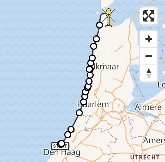 Vlucht Kustwachthelikopter PH-SAR van Den Haag naar Den Helder op maandag 1 juli 2024 20:18
