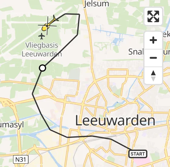 Vlucht Ambulancehelikopter PH-HOW van Leeuwarden naar Vliegbasis Leeuwarden op dinsdag 2 juli 2024 8:56