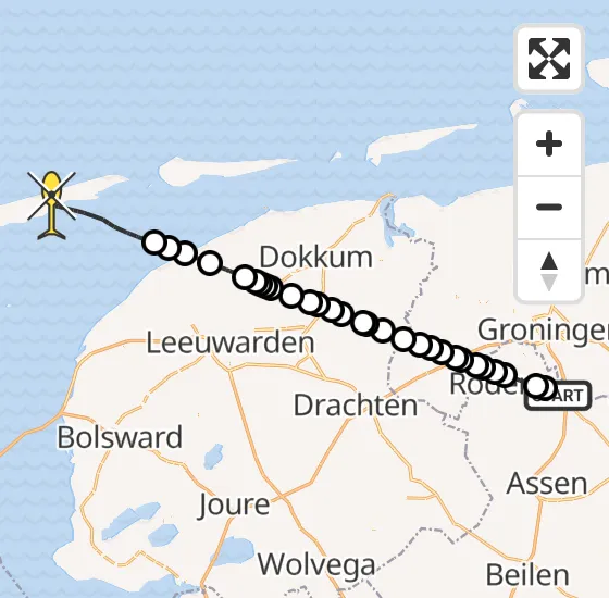 Vlucht Traumahelikopter PH-MAA van Groningen Airport Eelde naar Hoorn op dinsdag 2 juli 2024 11:19