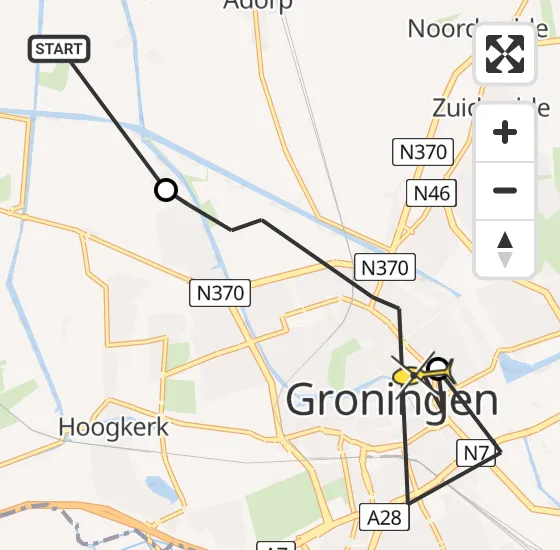 Vlucht Ambulancehelikopter PH-HOW van Garnwerd naar Universitair Medisch Centrum Groningen op dinsdag 2 juli 2024 11:35