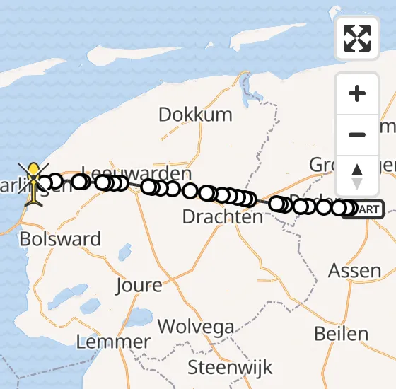 Vlucht Traumahelikopter PH-MAA van Groningen Airport Eelde naar Harlingen op dinsdag 2 juli 2024 18:08