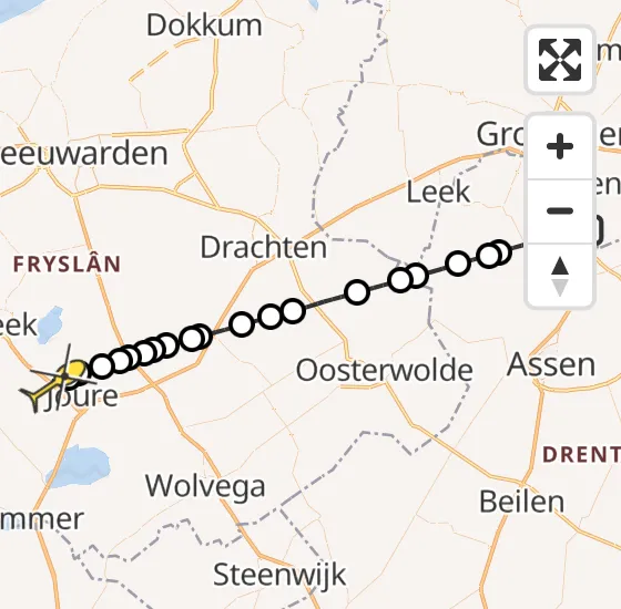 Vlucht Traumahelikopter PH-MAA van Groningen Airport Eelde naar Broek op dinsdag 2 juli 2024 20:38