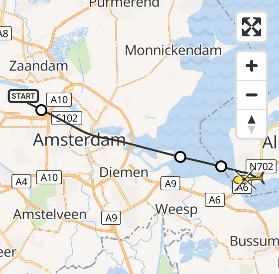 Vlucht Traumahelikopter PH-DOC van Amsterdam Heliport naar Almere op dinsdag 2 juli 2024 21:50