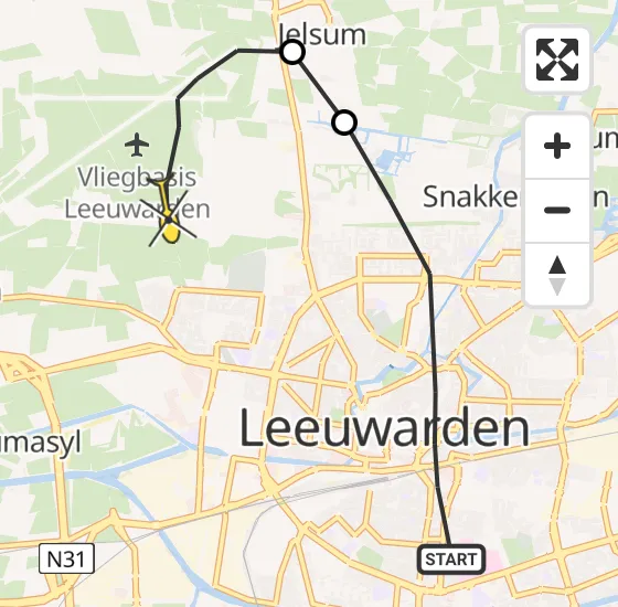 Vlucht Ambulancehelikopter PH-HOW van Leeuwarden naar Vliegbasis Leeuwarden op dinsdag 2 juli 2024 21:56