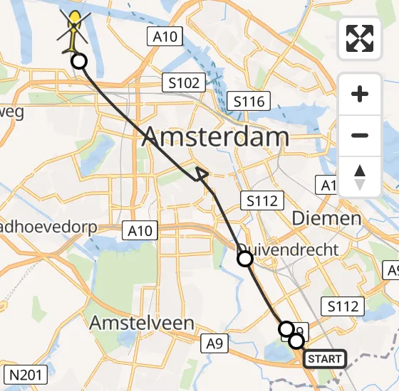 Vlucht Traumahelikopter PH-DOC van Academisch Medisch Centrum (AMC) naar Amsterdam Heliport op dinsdag 2 juli 2024 22:40