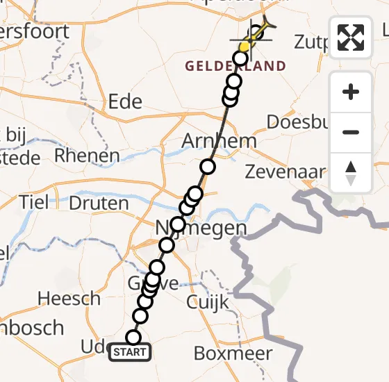 Vlucht Traumahelikopter PH-HVB van Vliegbasis Volkel naar Beekbergen op woensdag 3 juli 2024 7:11
