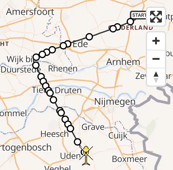 Vlucht Traumahelikopter PH-HVB van Beekbergen naar Vliegbasis Volkel op woensdag 3 juli 2024 7:39