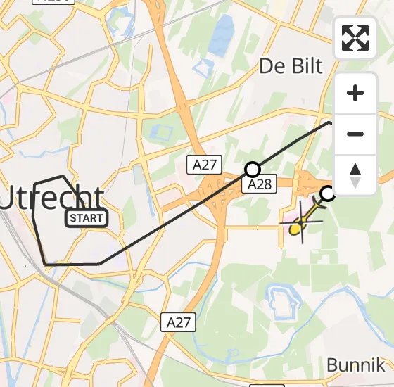 Vlucht Traumahelikopter PH-DOC van Utrecht naar Universitair Medisch Centrum Utrecht op woensdag 3 juli 2024 9:30