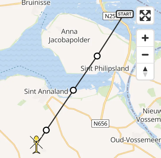 Vlucht Traumahelikopter PH-UMC van Bruinisse naar Poortvliet op woensdag 3 juli 2024 11:02