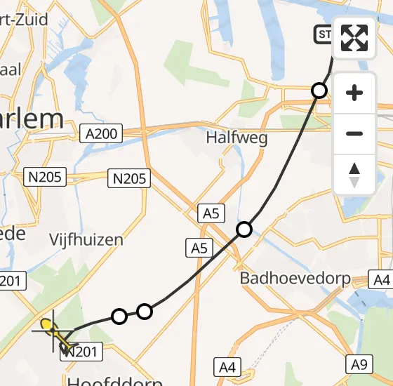 Vlucht Traumahelikopter PH-DOC van Amsterdam Heliport naar Hoofddorp op woensdag 3 juli 2024 12:49